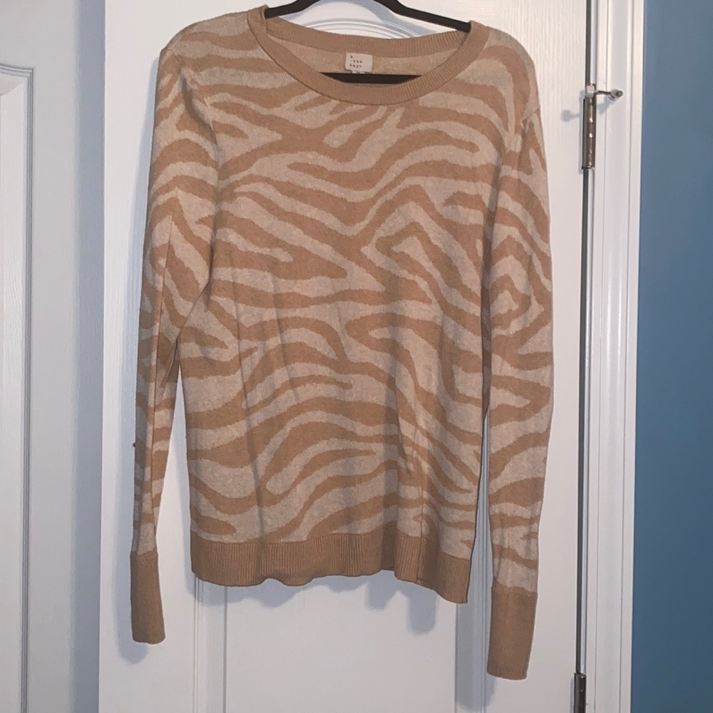 Brown and cream zebra stripe sweater
